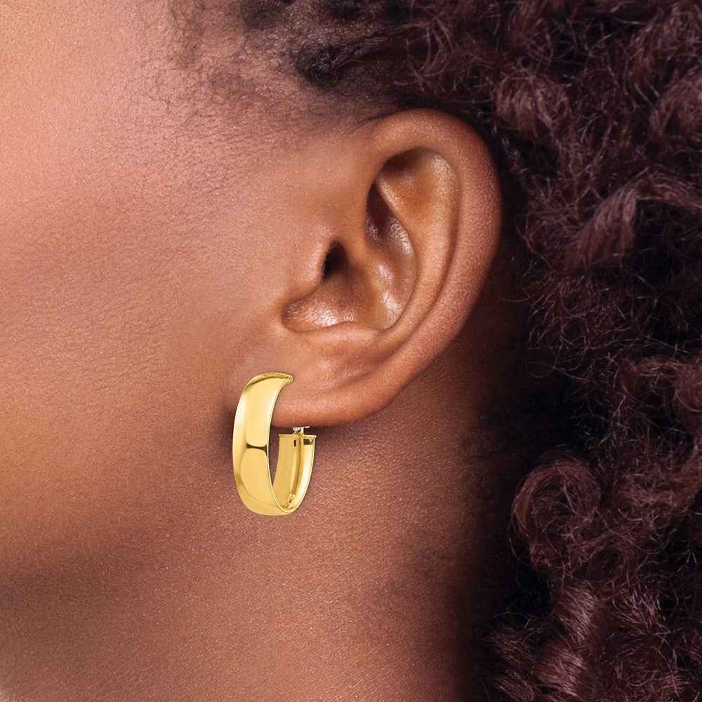 14k Yellow Gold 13.64 mm Omega Back Oval Hoop Earrings (3.22 grams)