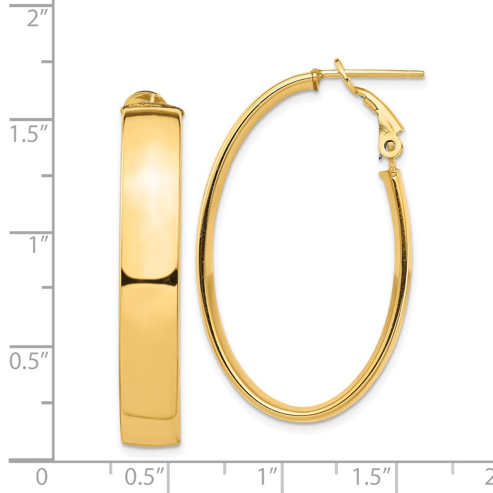 14k Yellow Gold 24.12 mm Omega Back Oval Hoop Earrings (5.34 grams)