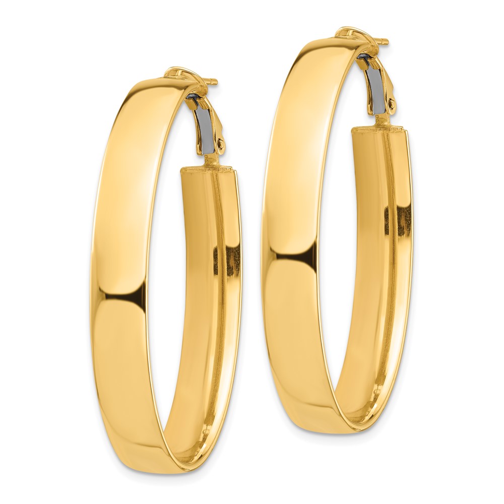 14k Yellow Gold 27.74 mm Omega Back Oval Hoop Earrings (6.15 grams)