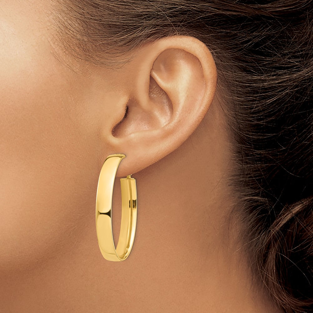 14k Yellow Gold 27.74 mm Omega Back Oval Hoop Earrings (6.15 grams)