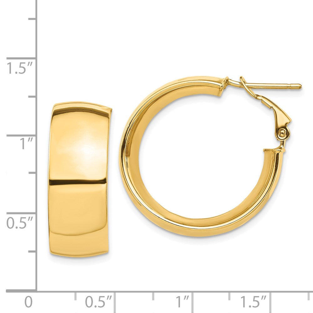 14k Yellow Gold 26.38 mm Omega Back Hoop Earrings (7.41 grams)