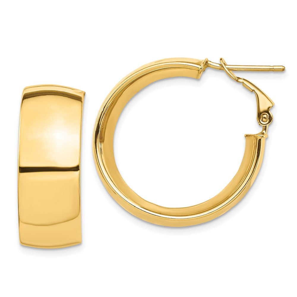 14k Yellow Gold 26.38 mm Omega Back Hoop Earrings (7.41 grams)