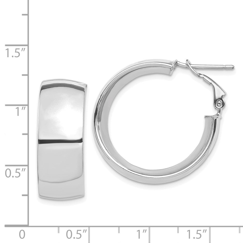 14k White Gold 26.38 mm Omega Back Hoop Earrings (7.52 grams)