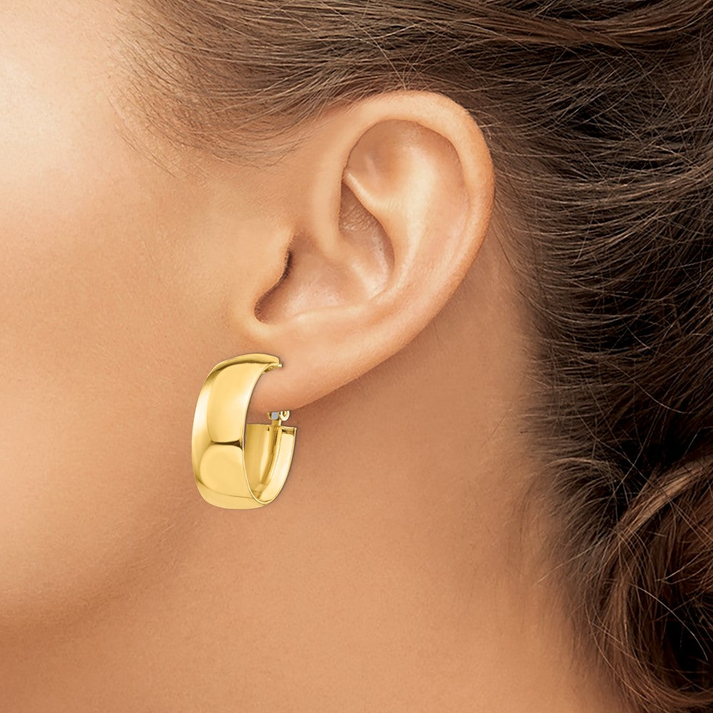 14k Yellow Gold 18.41 mm Omega Back Oval Hoop Earrings (6.61 grams)