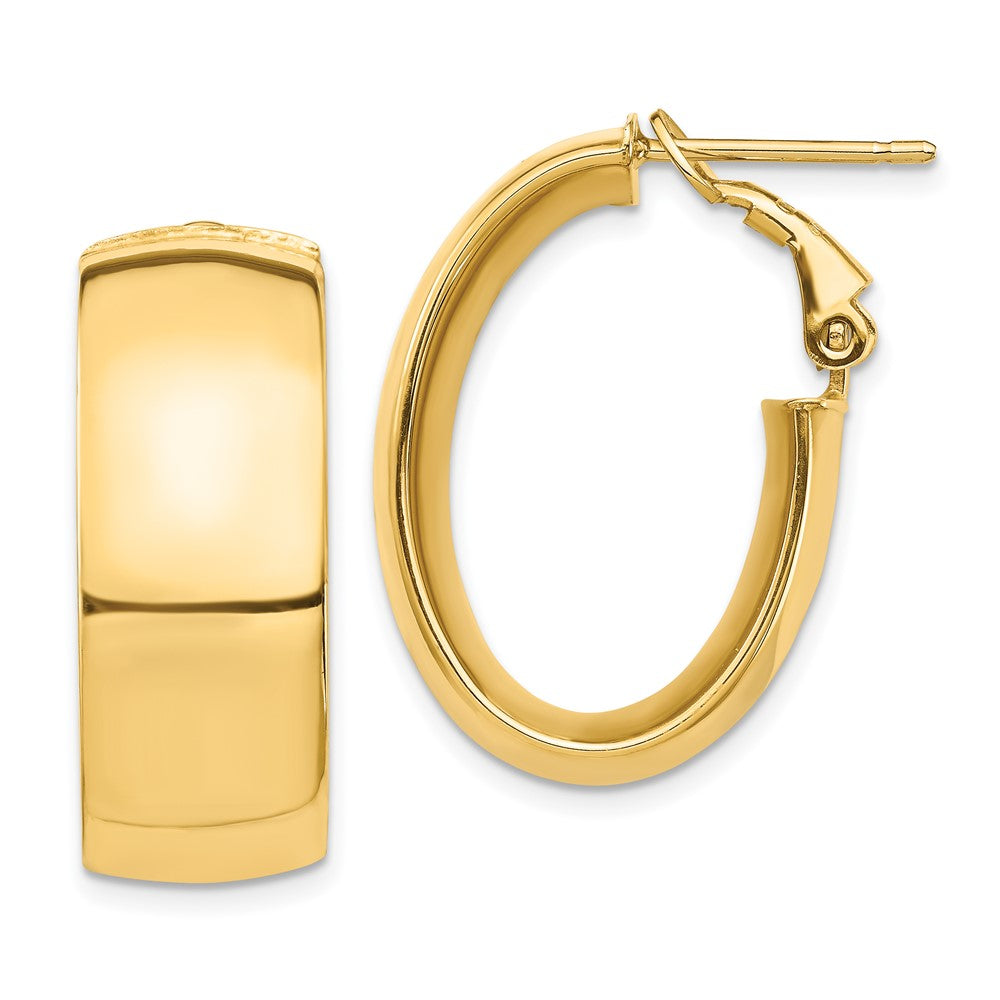 14k Yellow Gold 18.41 mm Omega Back Oval Hoop Earrings (6.61 grams)