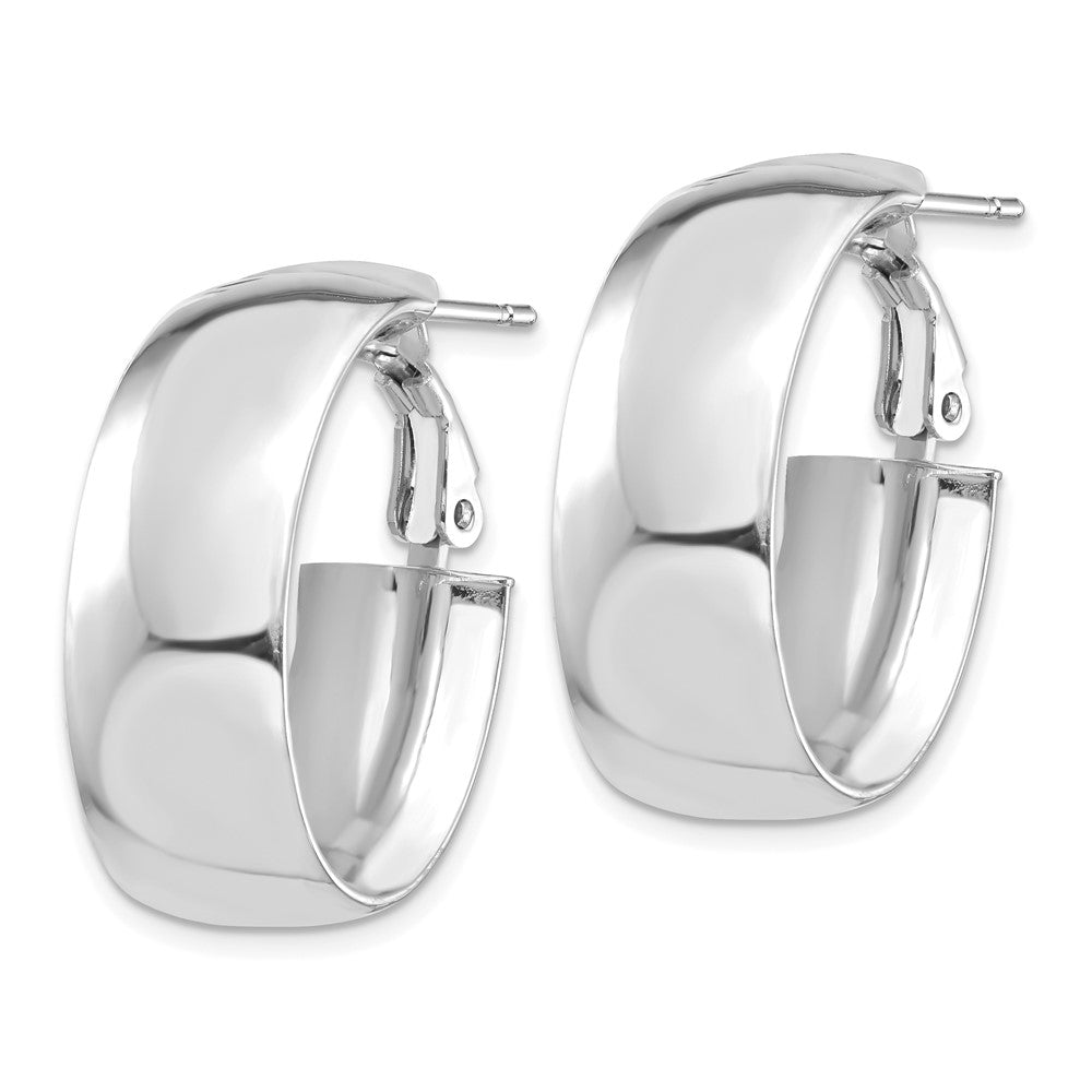 14k White Gold 18.41 mm Omega Back Oval Hoop Earrings (6.14 grams)