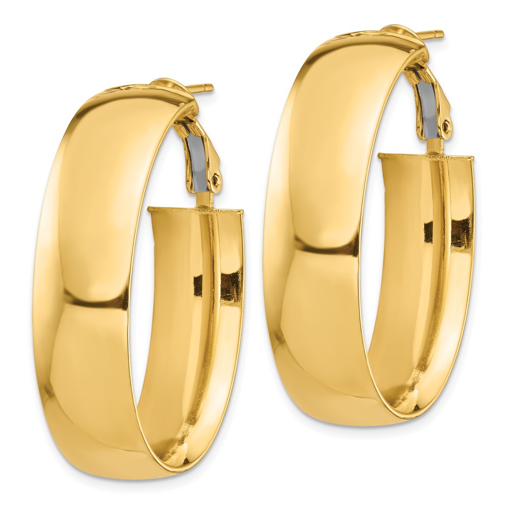 14k Yellow Gold 23.84 mm Omega Back Oval Hoop Earrings (8.56 grams)