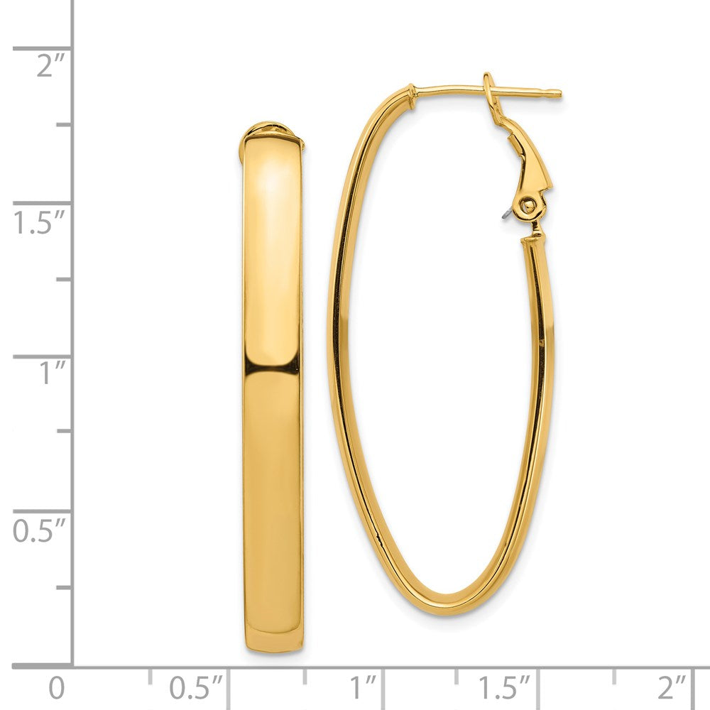 14k Yellow Gold 4.9 mm Omega Back Oval Hoop Earrings (4.02 grams)
