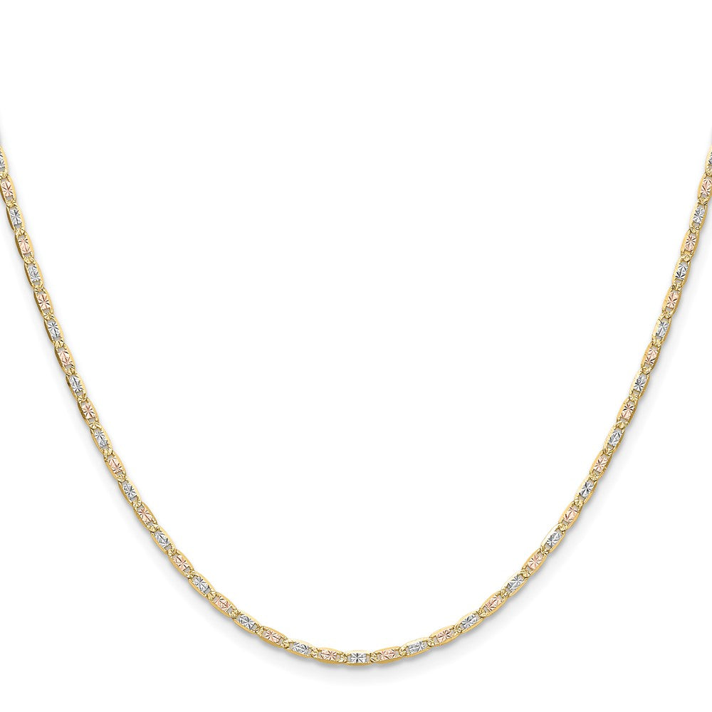 14k 2.0mm Tri-color Gold Pavé Valentino Chain (2.59 grams)