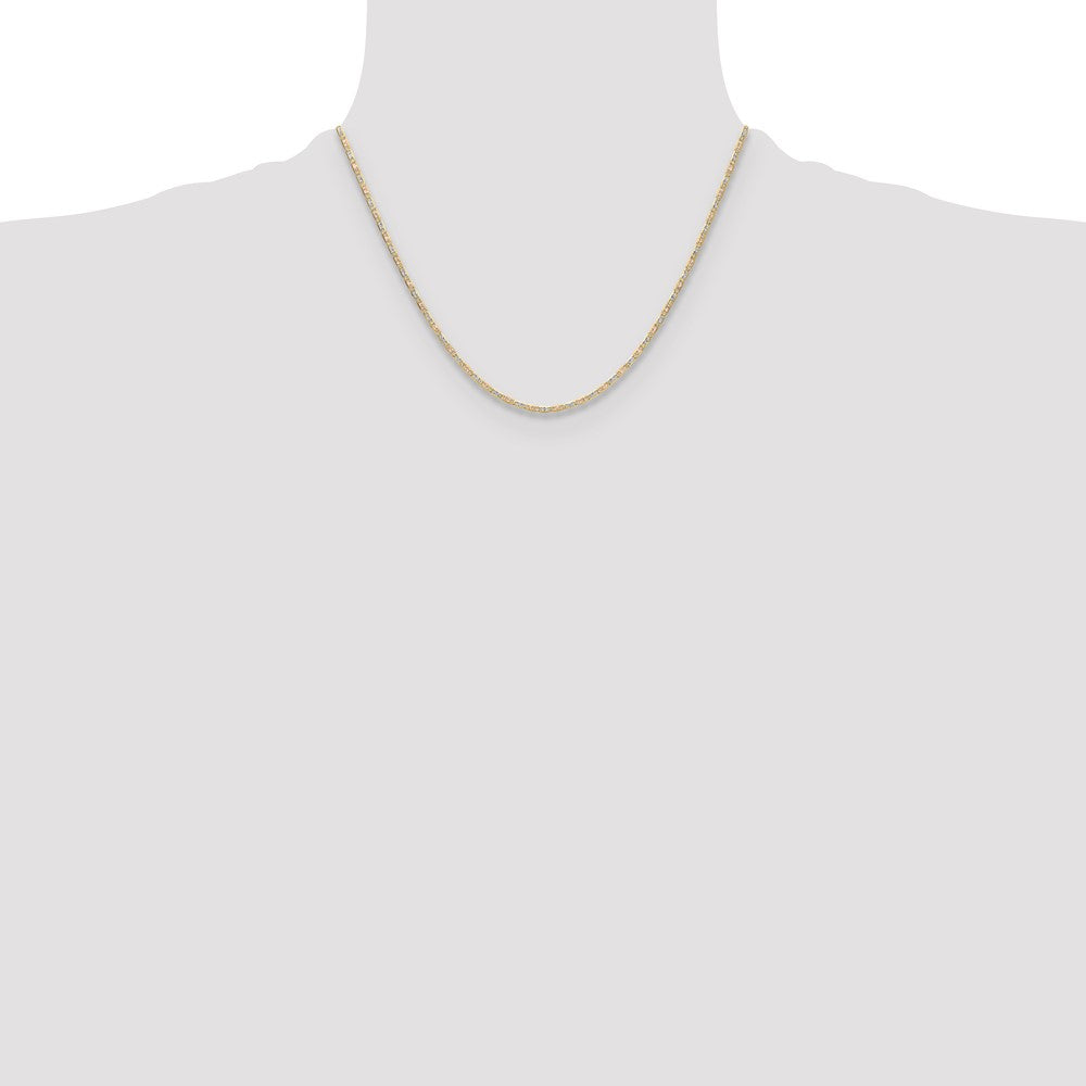 14k 2.0mm Tri-color Gold Pavé Valentino Chain (2.59 grams)
