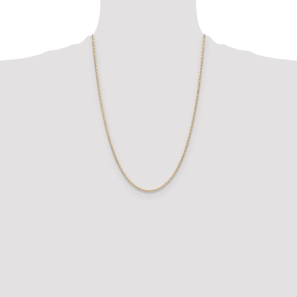 14k 2.0mm Tri-color Gold Pavé Valentino Chain (2.59 grams)