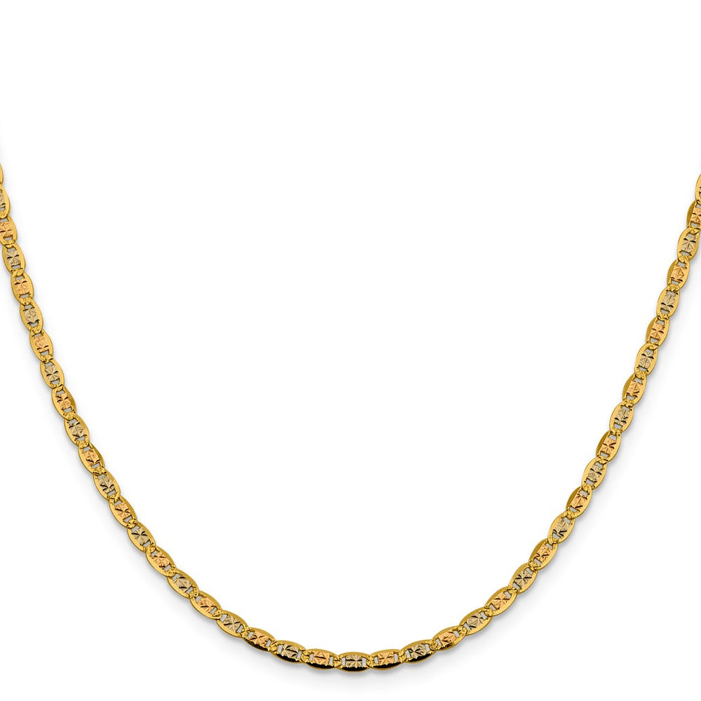14k 2.75mm Tri-color Gold Pavé Valentino Chain (4.06 grams)