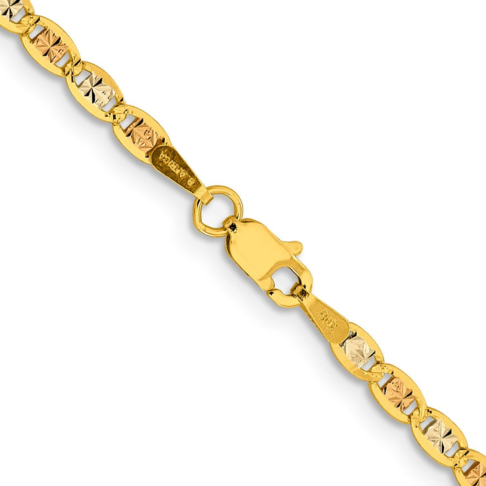 14k 2.75mm Tri-color Gold Pavé Valentino Chain (4.06 grams)