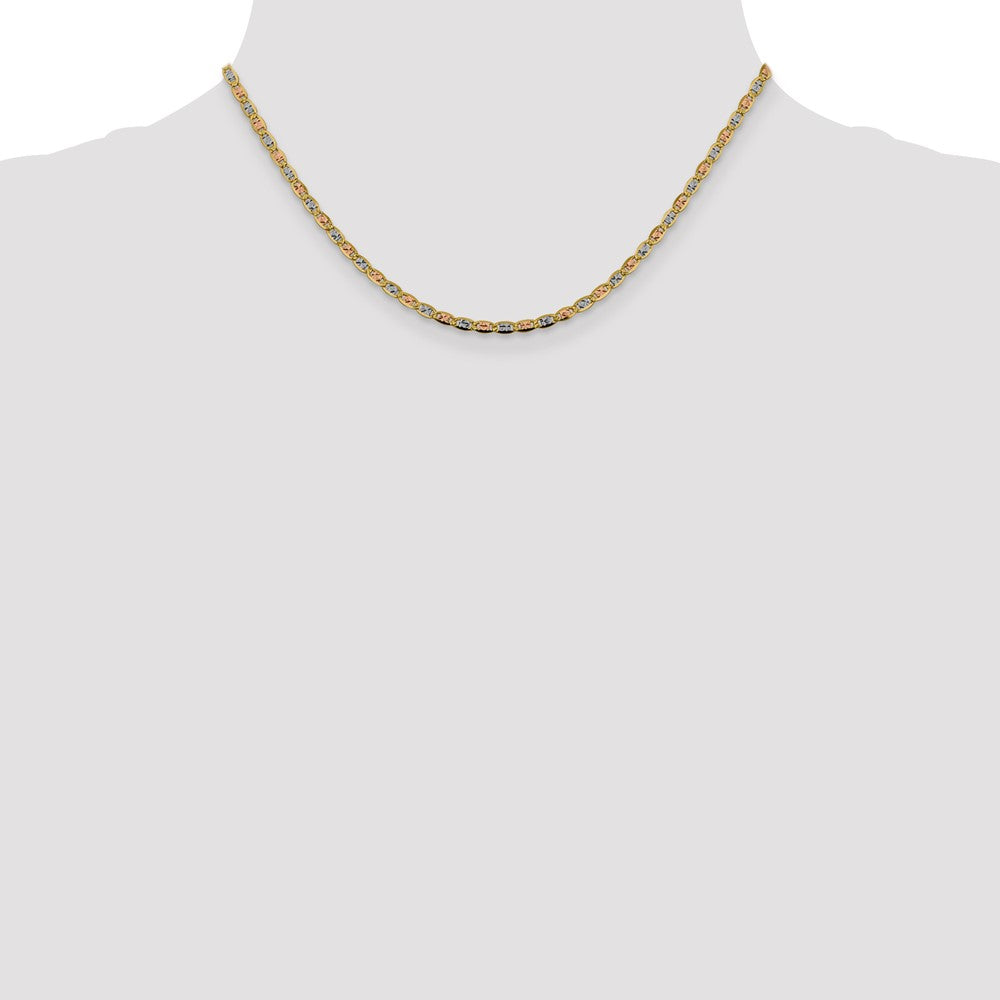 14k 2.75mm Tri-color Gold Pavé Valentino Chain (4.06 grams)