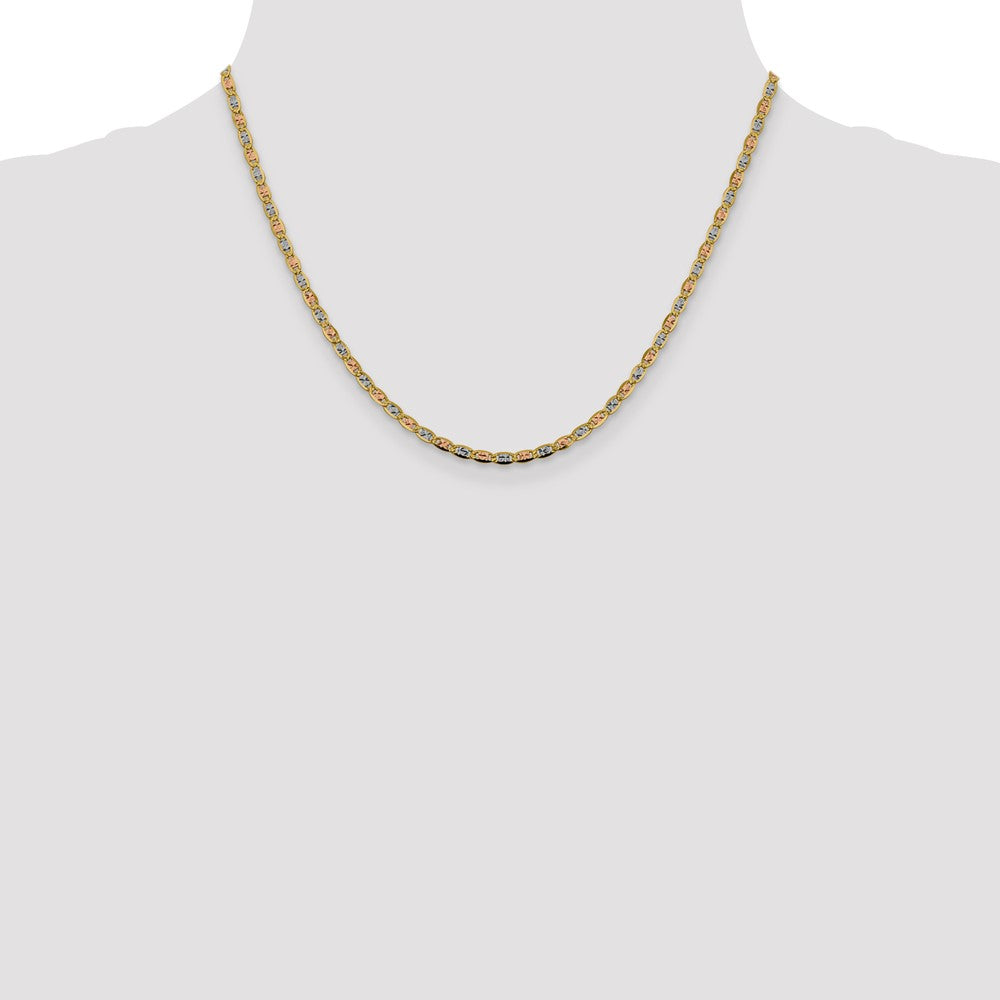 14k 2.75mm Tri-color Gold Pavé Valentino Chain (4.06 grams)