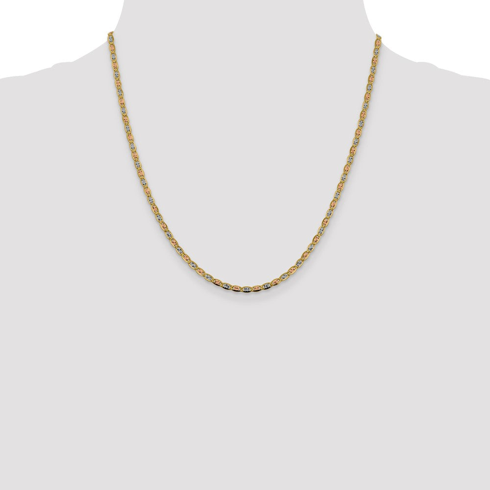 14k 2.75mm Tri-color Gold Pavé Valentino Chain (4.06 grams)