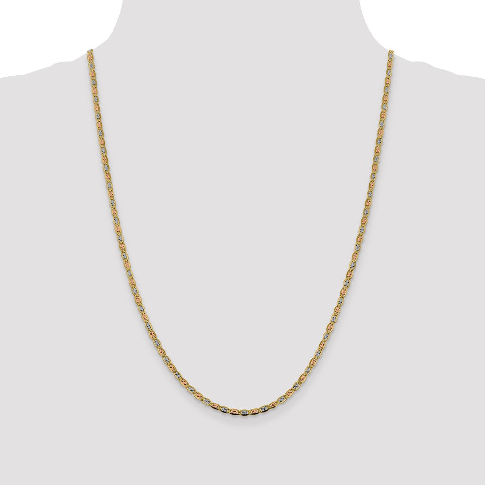 14k 2.75mm Tri-color Gold Pavé Valentino Chain (4.06 grams)