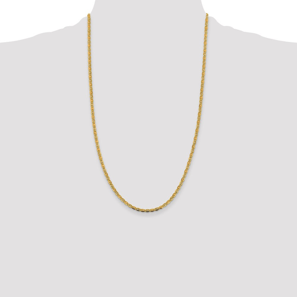 14k 2.75mm Tri-color Gold Pavé Valentino Chain (4.06 grams)