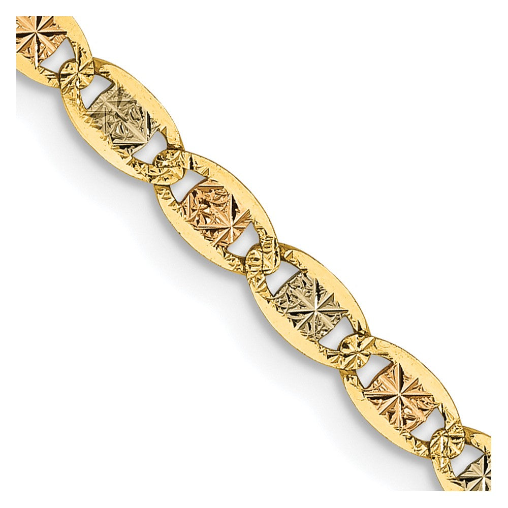 14k 2.75mm Tri-color Gold Pavé Valentino Chain (4.06 grams)