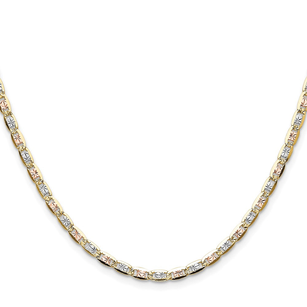 14k 3.2mm Tri-color Gold Pavé Valentino Chain (5.40 grams)