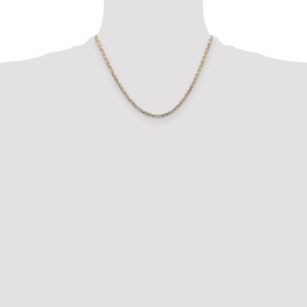 14k 3.2mm Tri-color Gold Pavé Valentino Chain (5.40 grams)