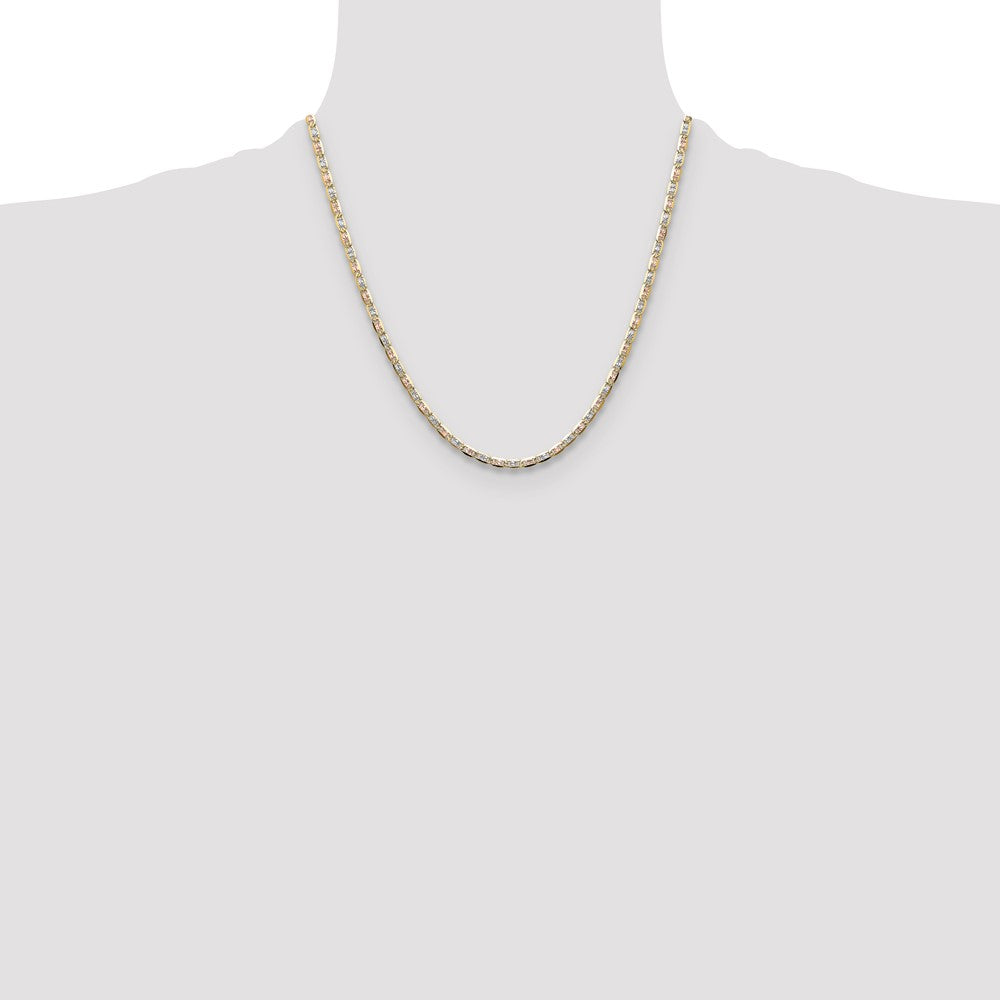 14k 3.2mm Tri-color Gold Pavé Valentino Chain (5.40 grams)