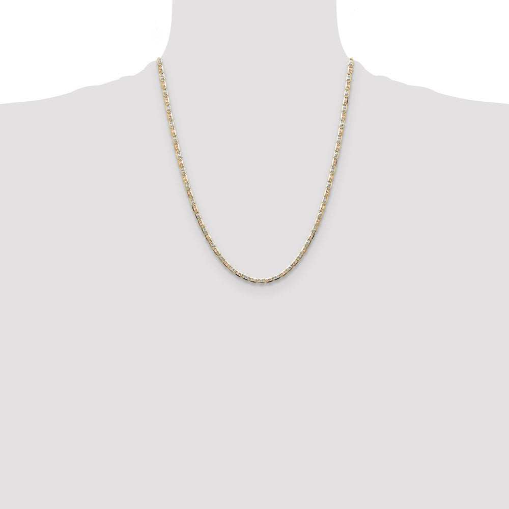 14k 3.2mm Tri-color Gold Pavé Valentino Chain (5.40 grams)