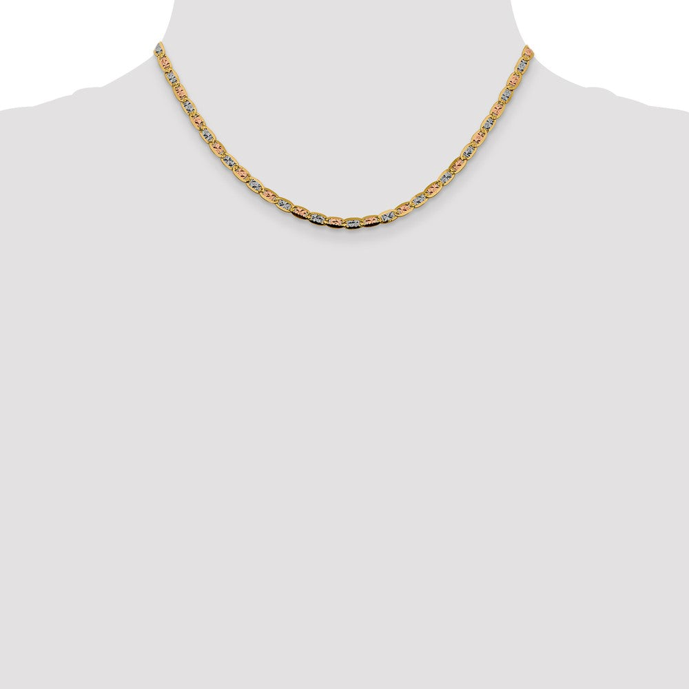 14k 3.8mm Tri-color Gold Pavé Valentino Chain (6.76 grams)
