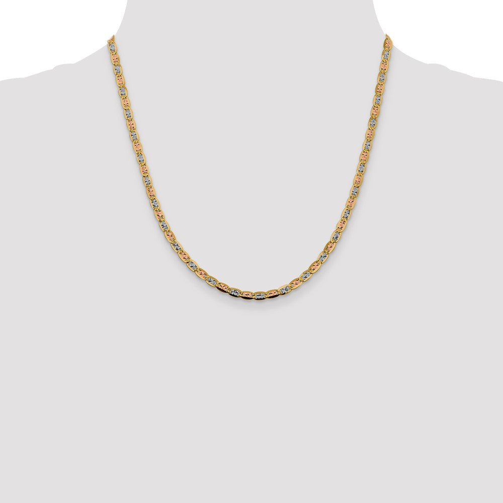 14k 3.8mm Tri-color Gold Pavé Valentino Chain (6.76 grams)