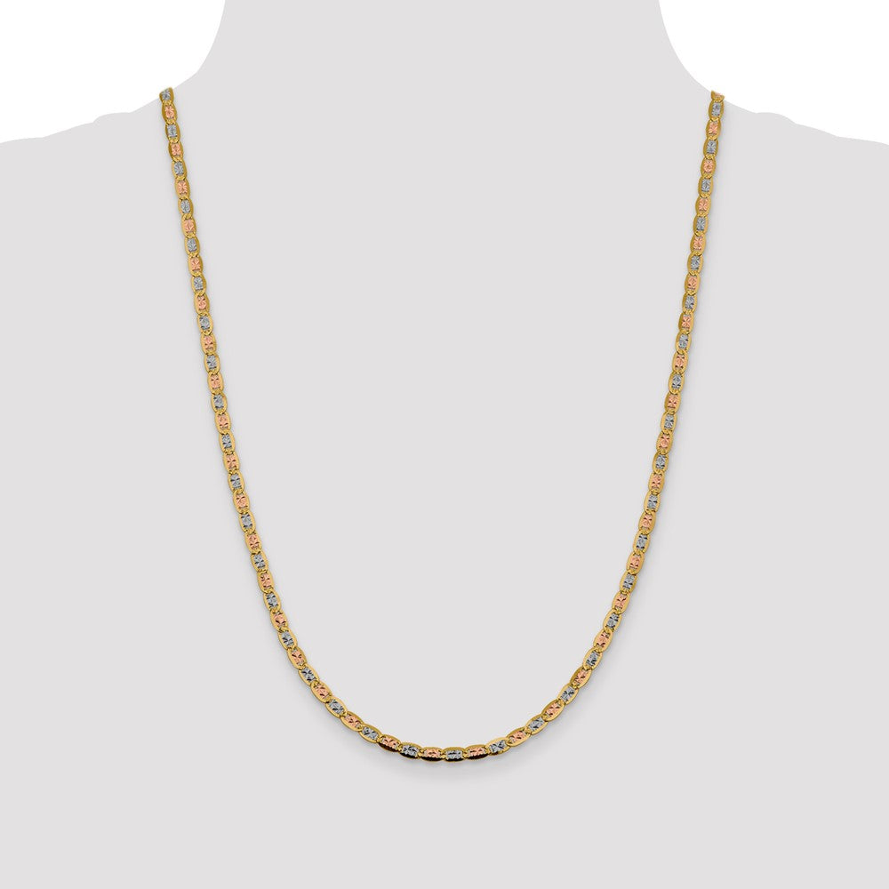 14k 3.8mm Tri-color Gold Pavé Valentino Chain (6.76 grams)