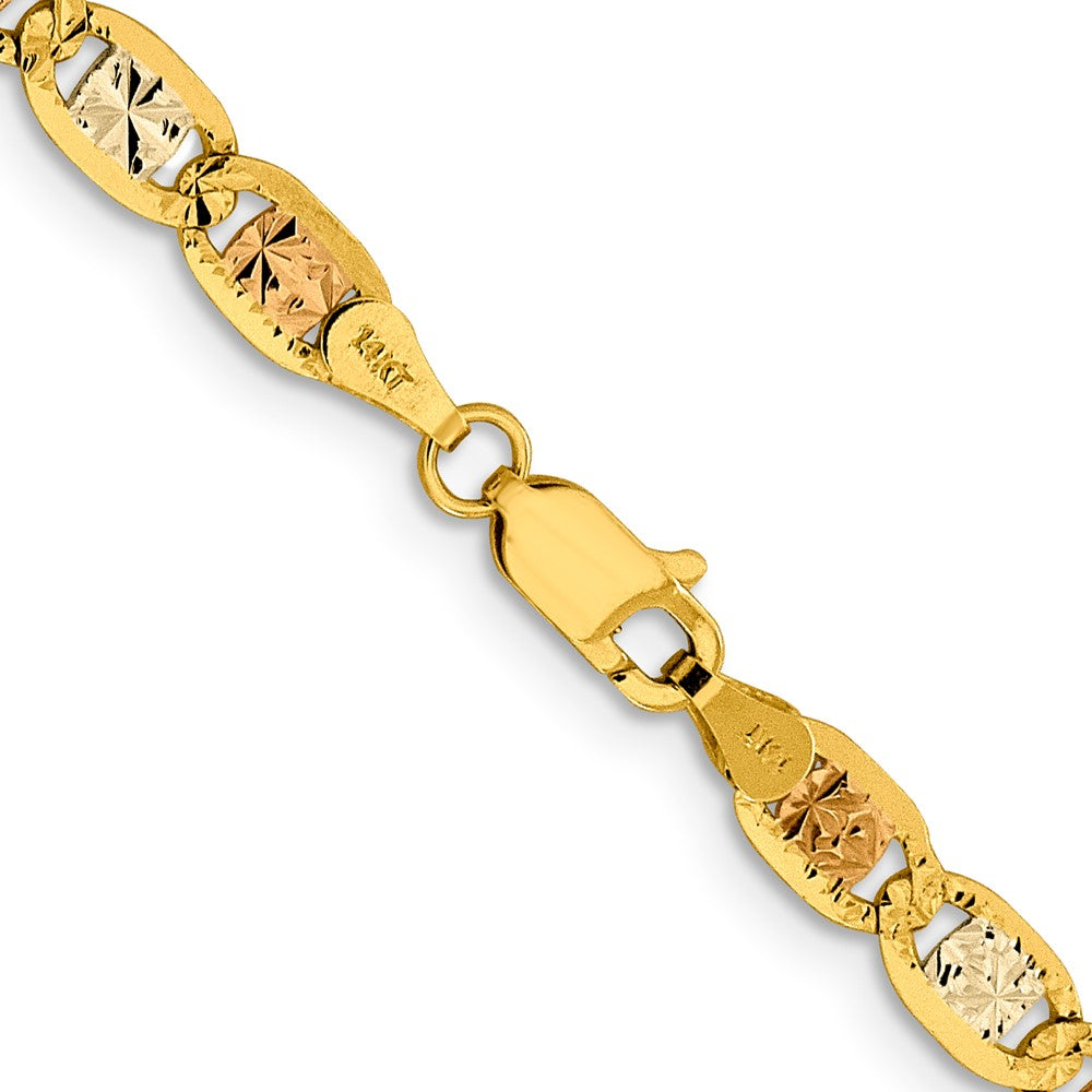 14k 4.65mm Tri-color Gold Pavé Valentino Chain (10.42 grams)