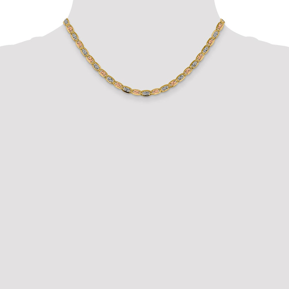 14k 4.65mm Tri-color Gold Pavé Valentino Chain (10.42 grams)