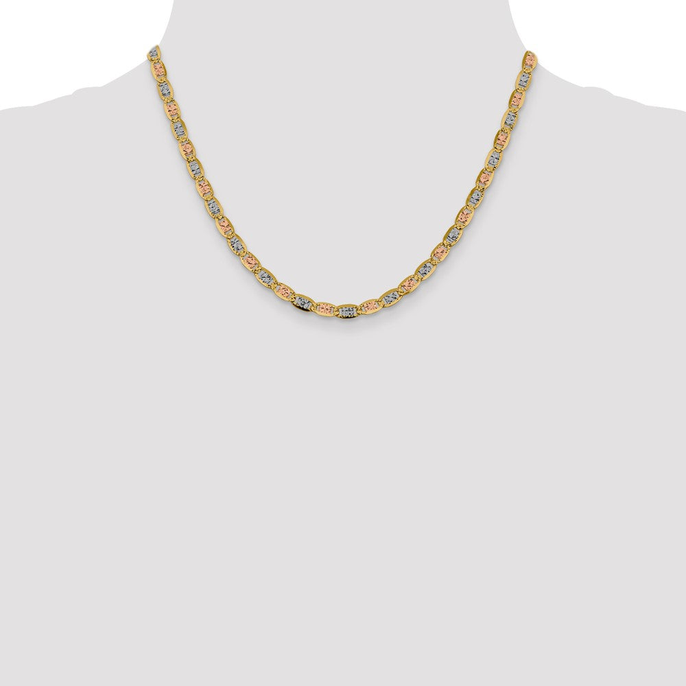 14k 4.65mm Tri-color Gold Pavé Valentino Chain (10.42 grams)