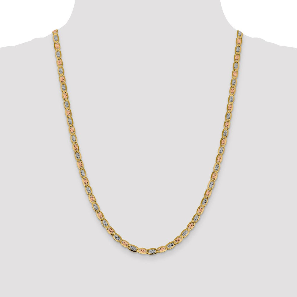 14k 4.65mm Tri-color Gold Pavé Valentino Chain (10.42 grams)