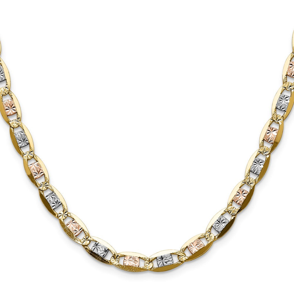 14k 6.1mm Tri-color Gold Pavé Valentino Chain (14.54 grams)