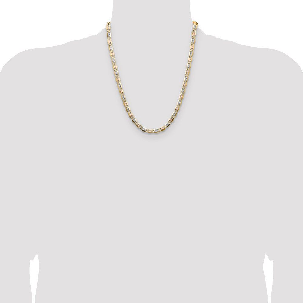 14k 6.1mm Tri-color Gold Pavé Valentino Chain (14.54 grams)