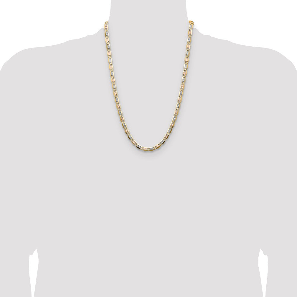 14k 6.1mm Tri-color Gold Pavé Valentino Chain (14.54 grams)