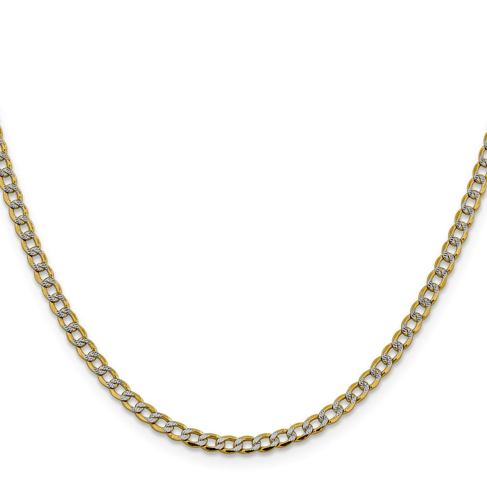 14k 3.4mm Semi-solid with Rhodium Pavé Curb Chain (3.76 grams)