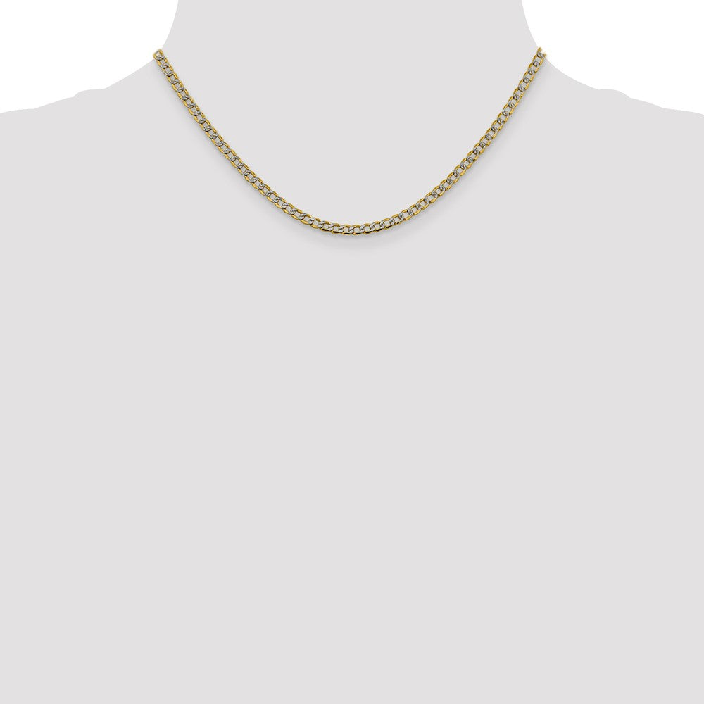 14k 3.4mm Semi-solid with Rhodium Pavé Curb Chain (3.76 grams)