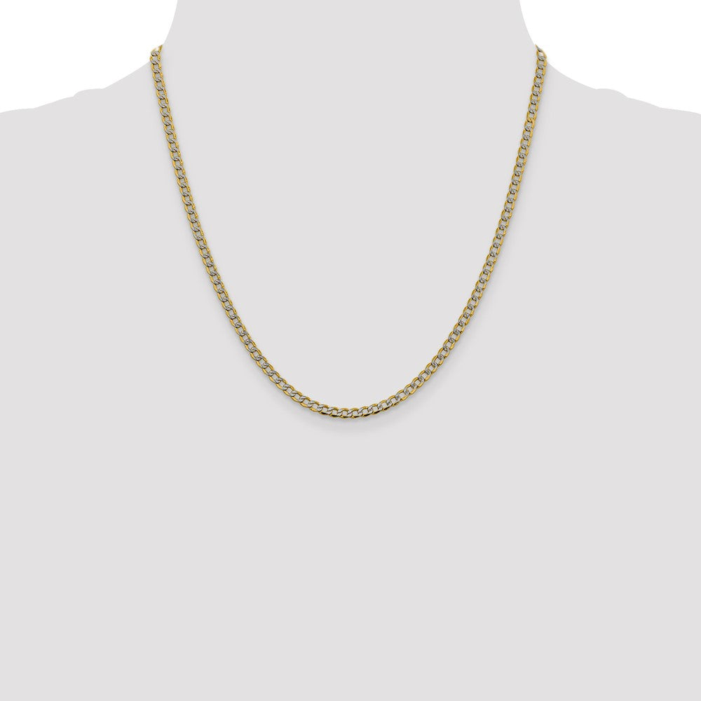 14k 3.4mm Semi-solid with Rhodium Pavé Curb Chain (3.76 grams)
