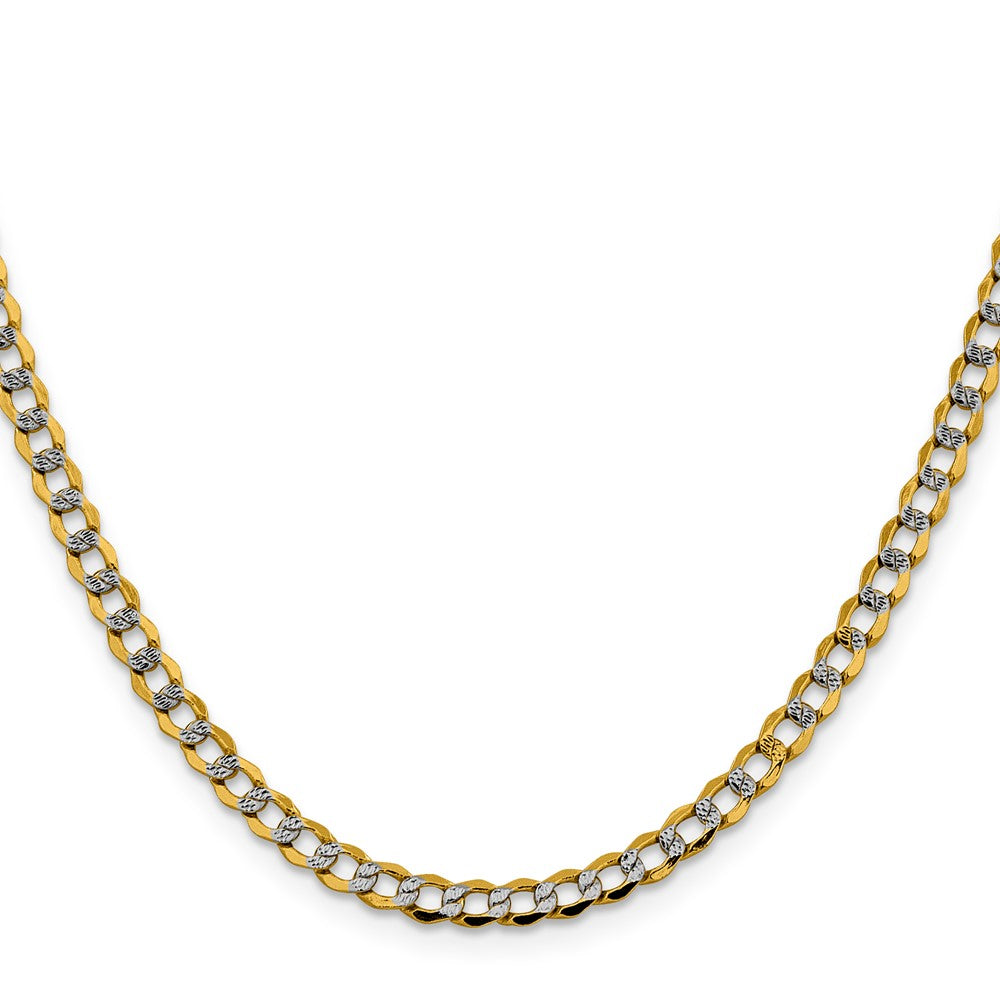 14k 4.3mm Semi-solid with Rhodium Pavé Curb Chain (5.76 grams)