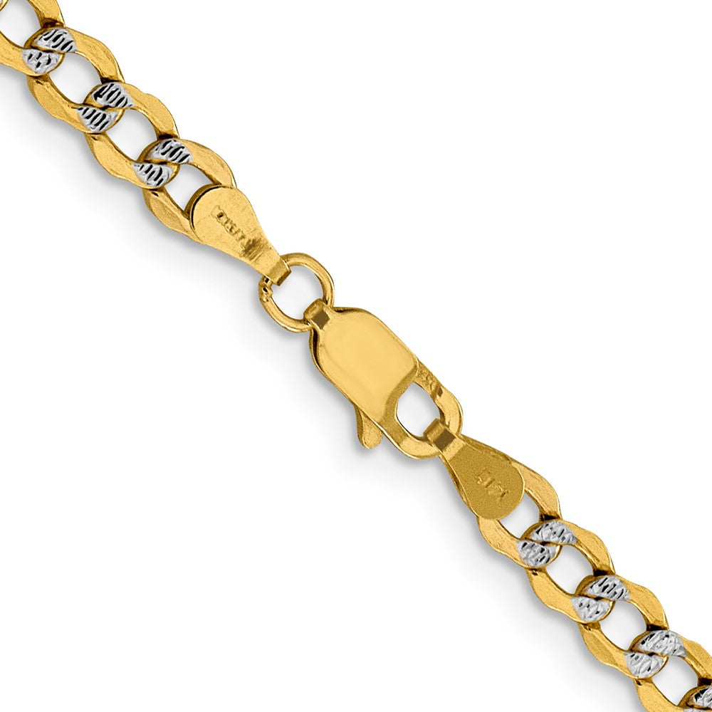 14k 4.3mm Semi-solid with Rhodium Pavé Curb Chain (5.76 grams)
