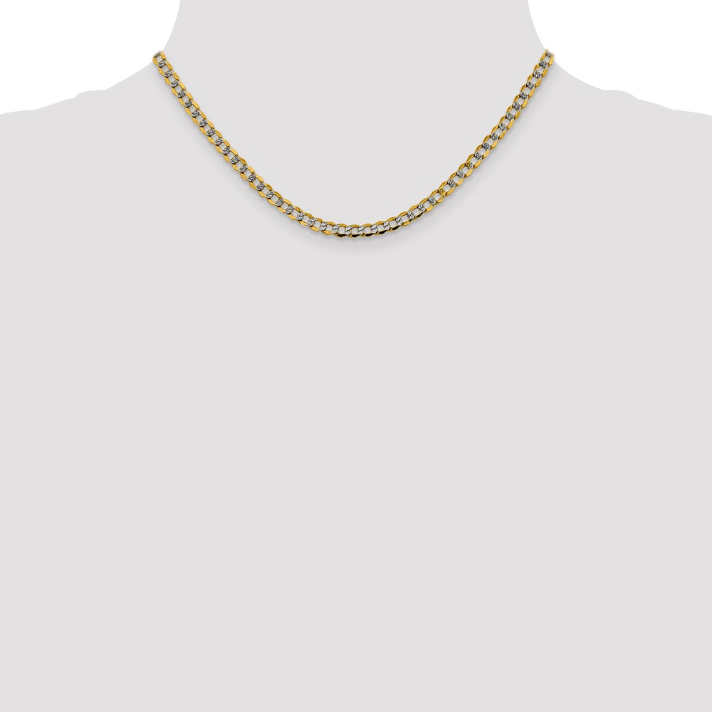 14k 4.3mm Semi-solid with Rhodium Pavé Curb Chain (5.76 grams)