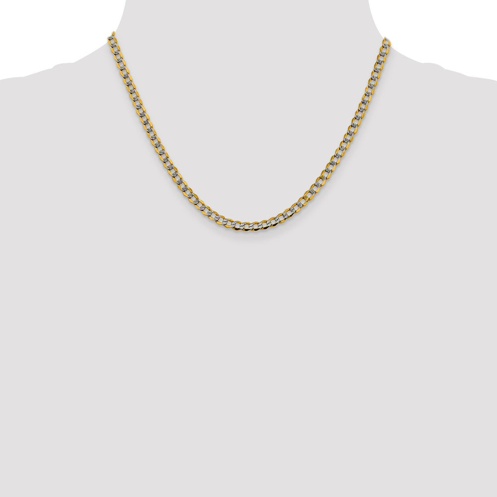 14k 4.3mm Semi-solid with Rhodium Pavé Curb Chain (5.76 grams)