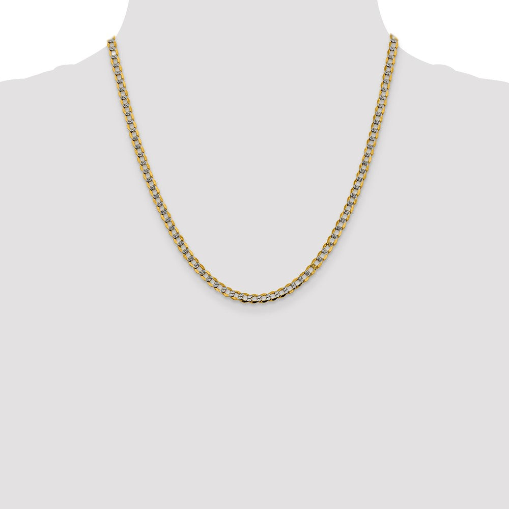 14k 4.3mm Semi-solid with Rhodium Pavé Curb Chain (5.76 grams)