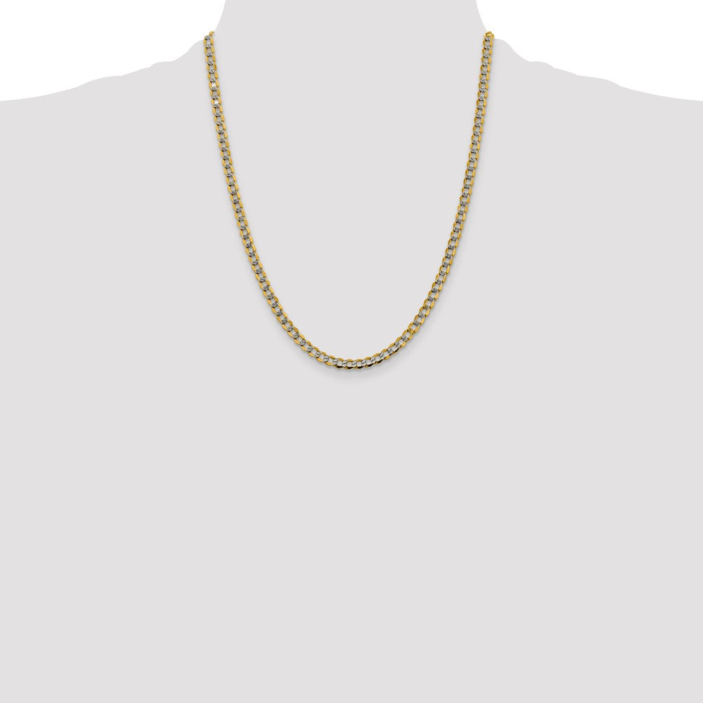 14k 4.3mm Semi-solid with Rhodium Pavé Curb Chain (5.76 grams)