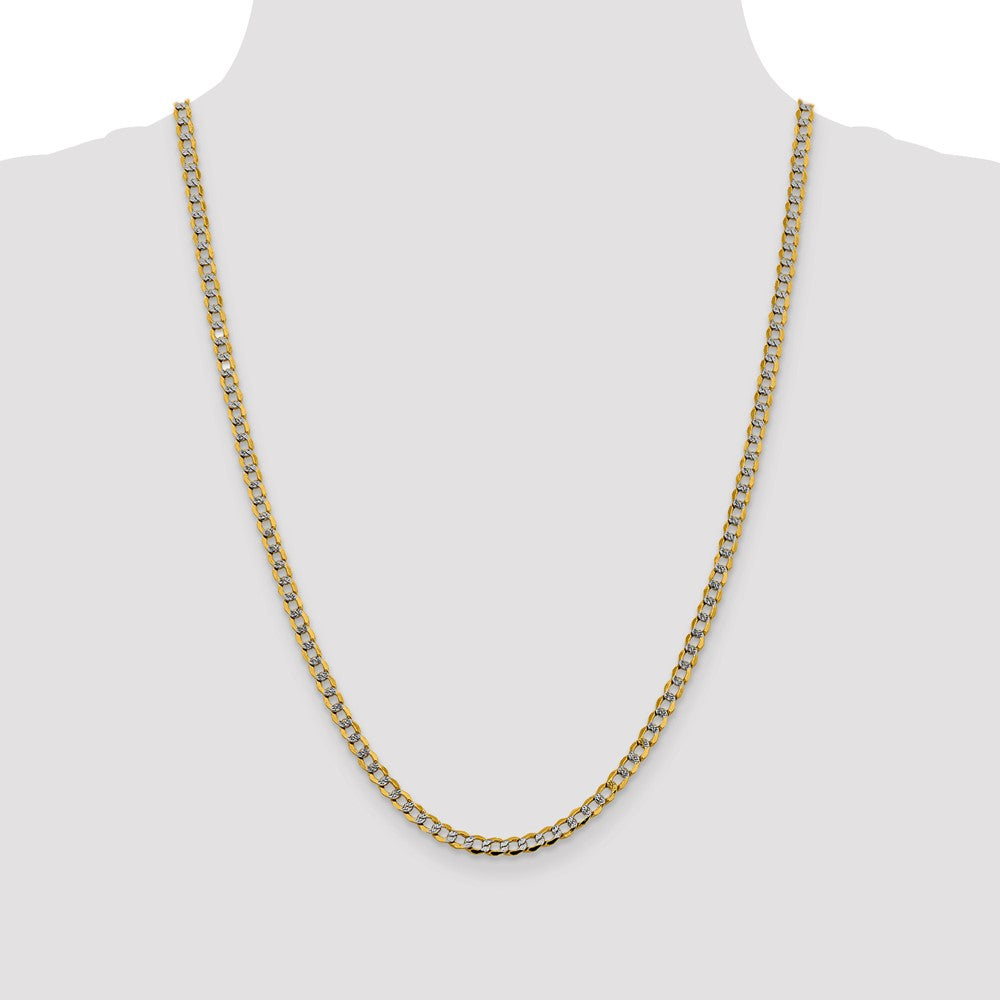14k 4.3mm Semi-solid with Rhodium Pavé Curb Chain (5.76 grams)