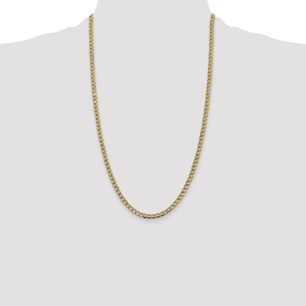 14k 4.3mm Semi-solid with Rhodium Pavé Curb Chain (5.76 grams)