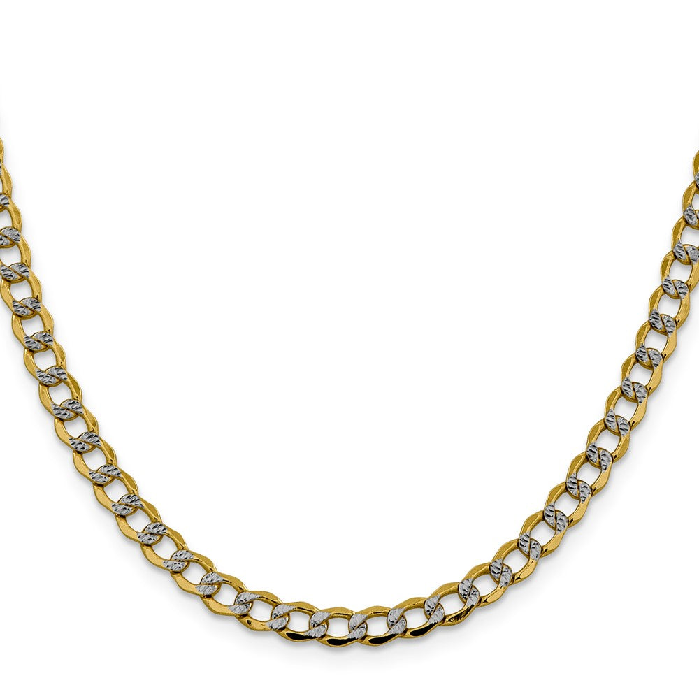 14k 5.2mm Semi-solid with Rhodium Pavé Curb Chain (8.05 grams)