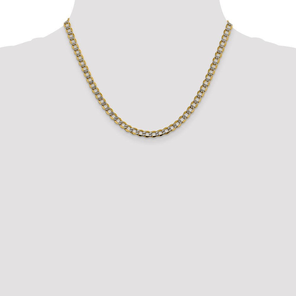 14k 5.2mm Semi-solid with Rhodium Pavé Curb Chain (8.05 grams)